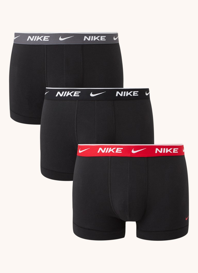 Nike - Everyday Cotton boxershorts met logoband in 3-pack - Zwart