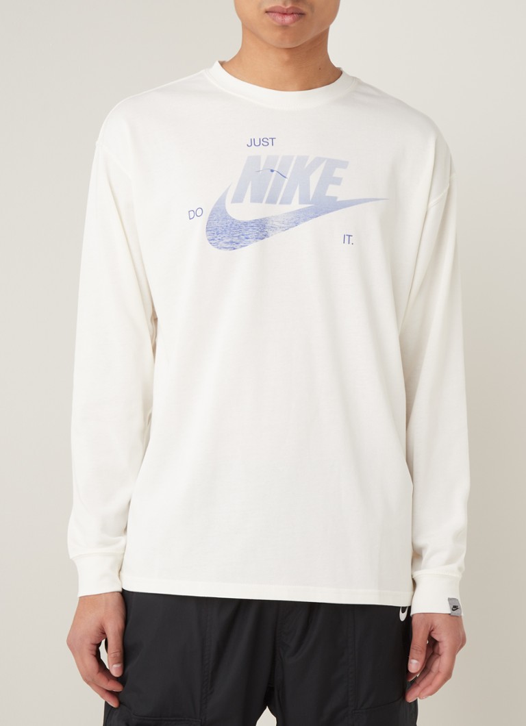Nike - Longsleeve met logo- en backprint - Gebroken wit