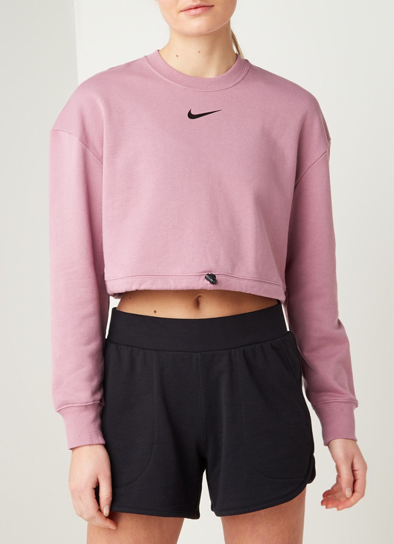 Nike Loose fit cropped sweater met drawstring â¢ Oudroze â¢ de Bijenkorf