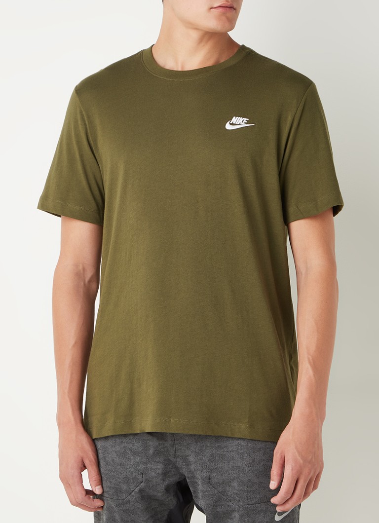 Nike - Trainings T-shirt met logoborduring - Mosgroen