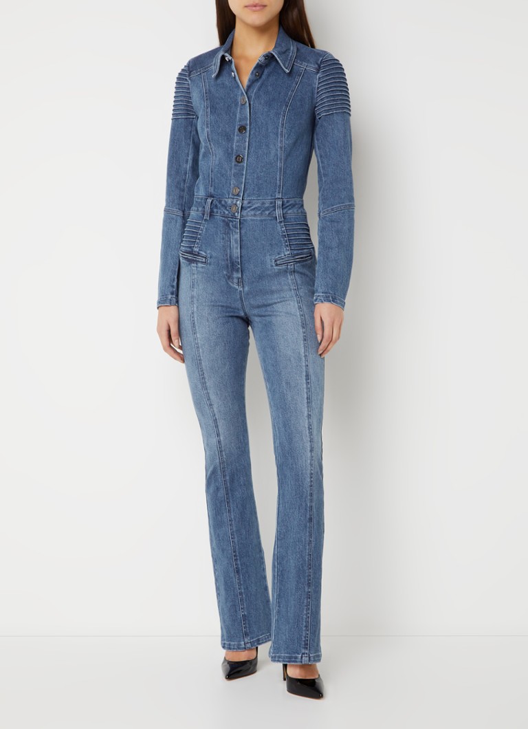 NIKKIE America flared fit jumpsuit van denim • Indigo • de Bijenkorf