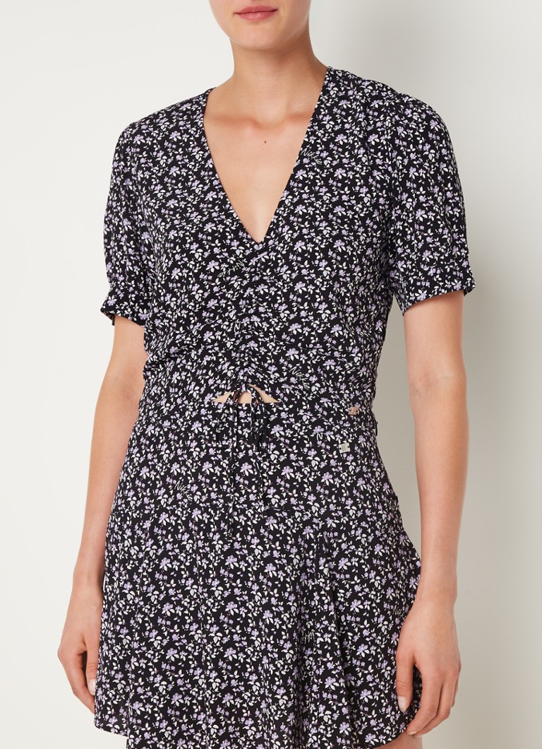 NIKKIE - Faris crop top met rijgdetail en bloemenprint - Lila