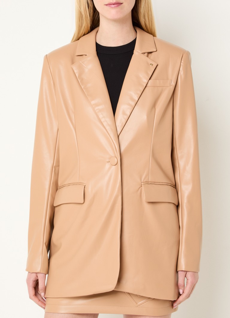 NIKKIE - Ilevio blazer van imitatieleer met klepzakken - Roestbruin