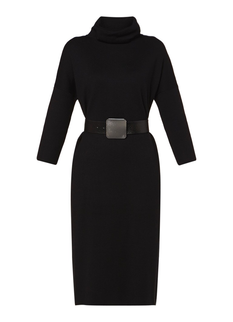 Nikkie Jacky Oversized Trui Jurk Met Col En Ceintuur Zwart De