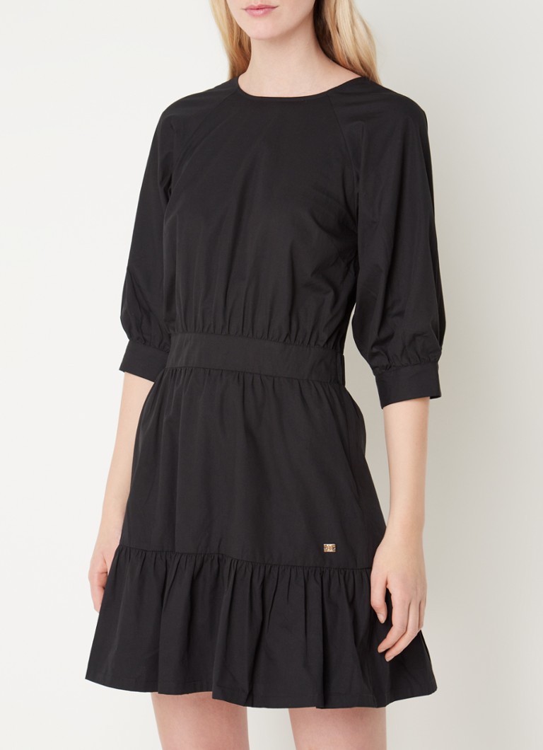 NIKKIE - Lois mini jurk met pofmouw en rugdecolleté - Zwart