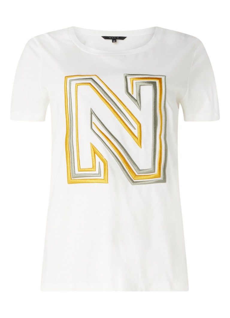 Nikkie N Logo T Shirt Met Logoborduring Gebroken Wit De Bijenkorf