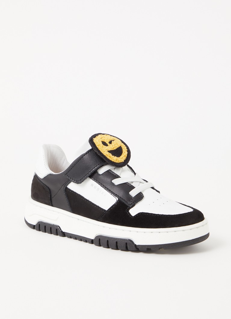 Nubikk - Basket Court JR sneaker van leer met suède details - Zwart