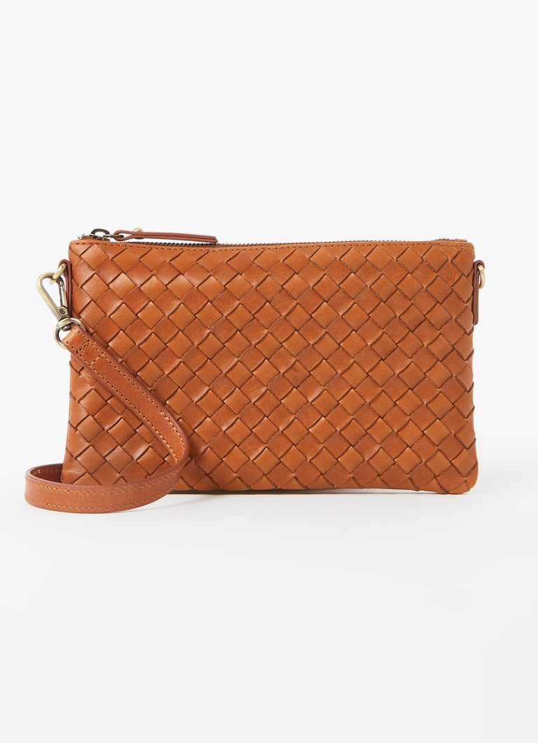 O My Bag Lexi gevlochten crossbodytas van leer • Cognac • de Bijenkorf