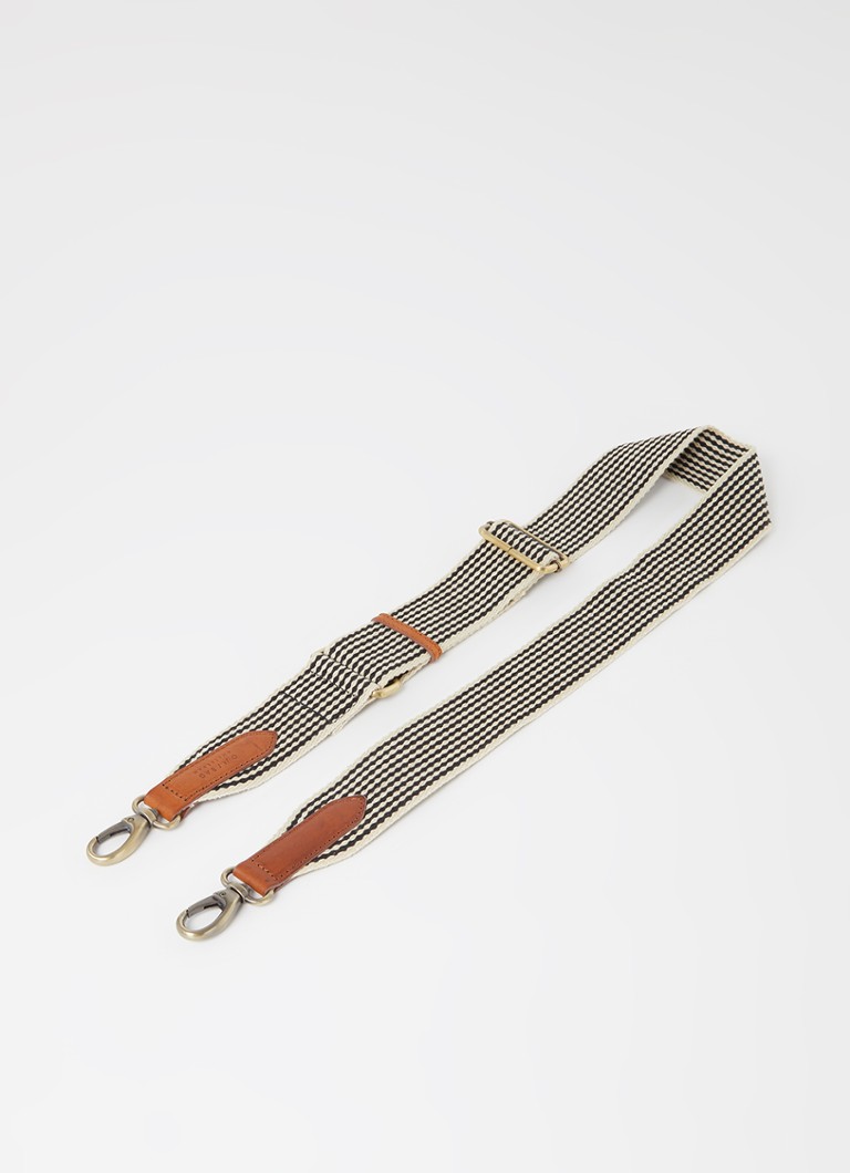 O My Bag - Webbing schouderriem van leer met print - Cognac