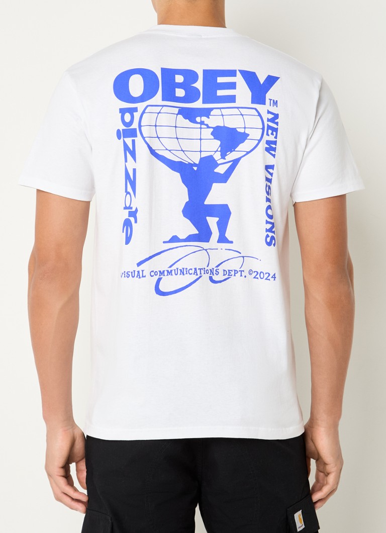 Obey - Bizzare New Visions T-shirt met logo- en backprint - Wit