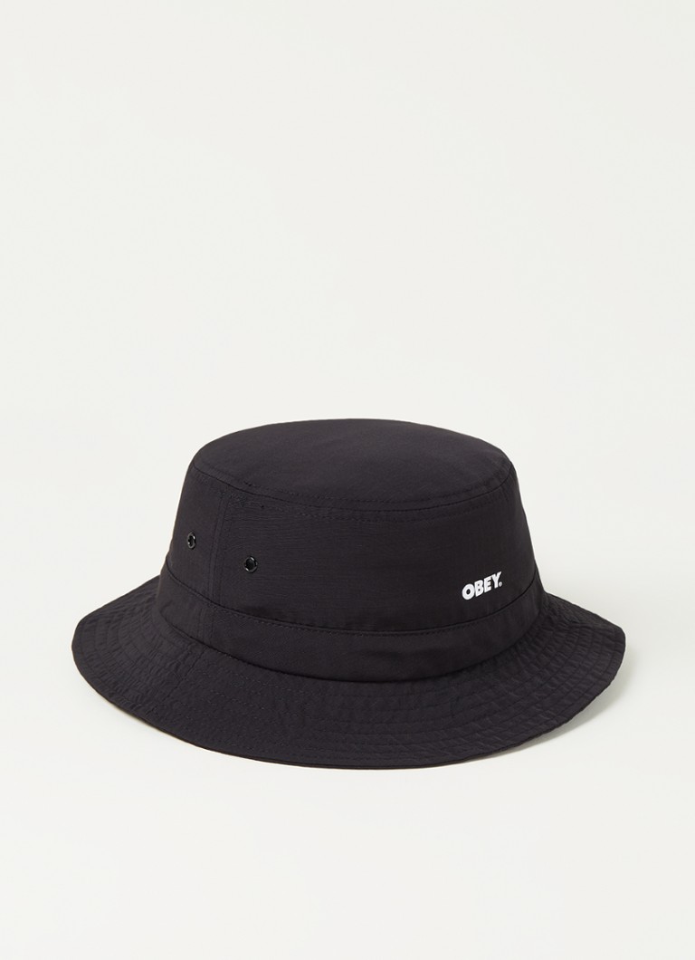 piramide militie Glimmend Obey Bold Jazz bucket hoed met logo • Zwart • de Bijenkorf