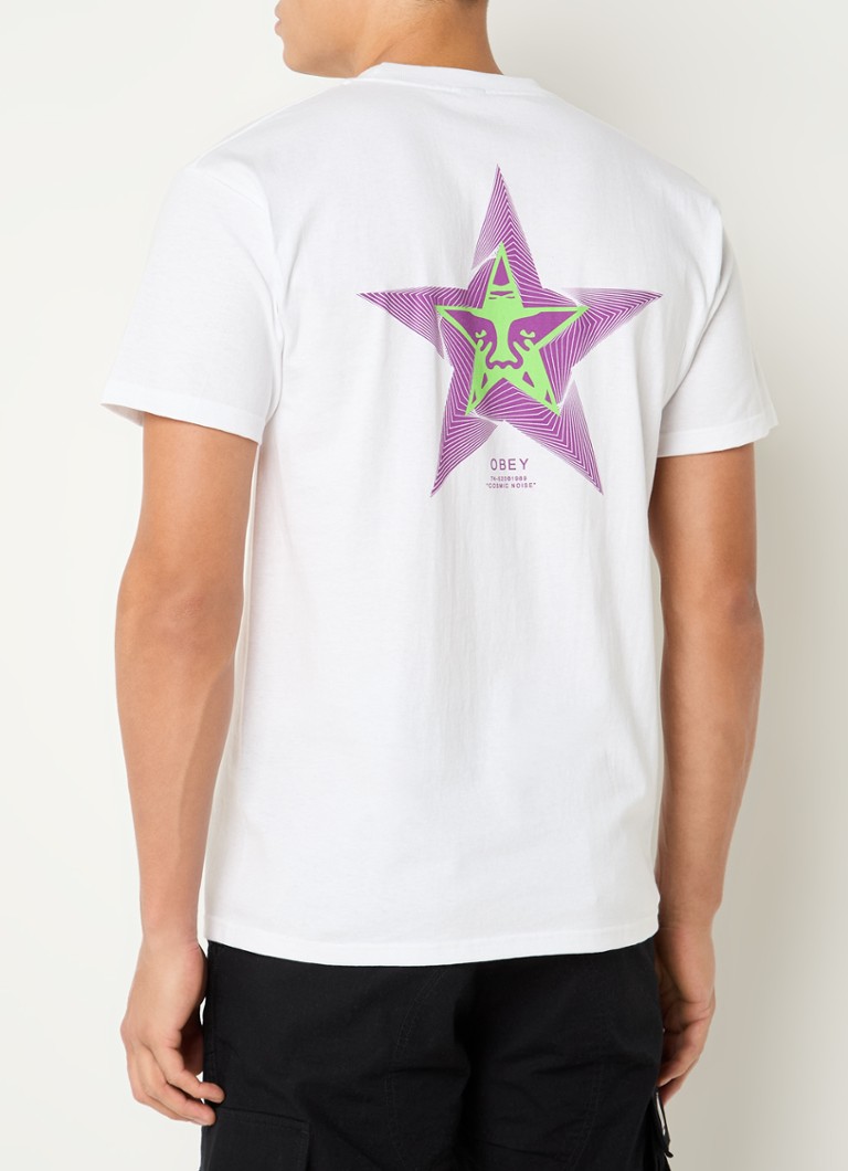 Obey - Cosmic Noise T-shirt met logo- en backprint - Wit