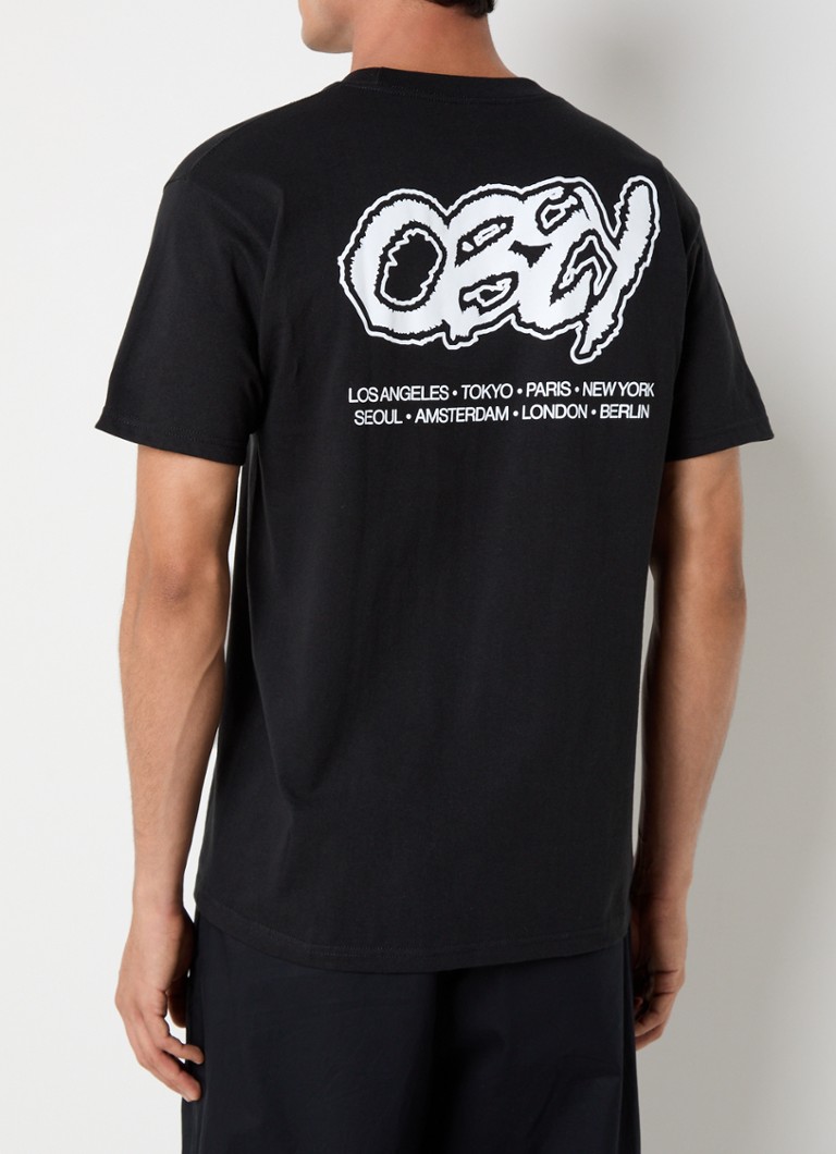 Obey - Draw T-shirt met logo- en backprint - Zwart