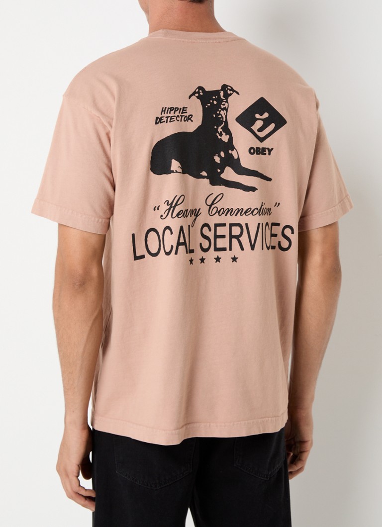 Obey - Heavy Connection T-shirt met front- en backprint - Taupe