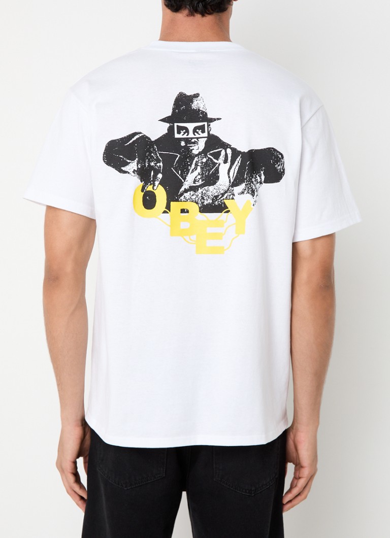 Obey - Inner Power T-shirt met logo- en backprint - Wit