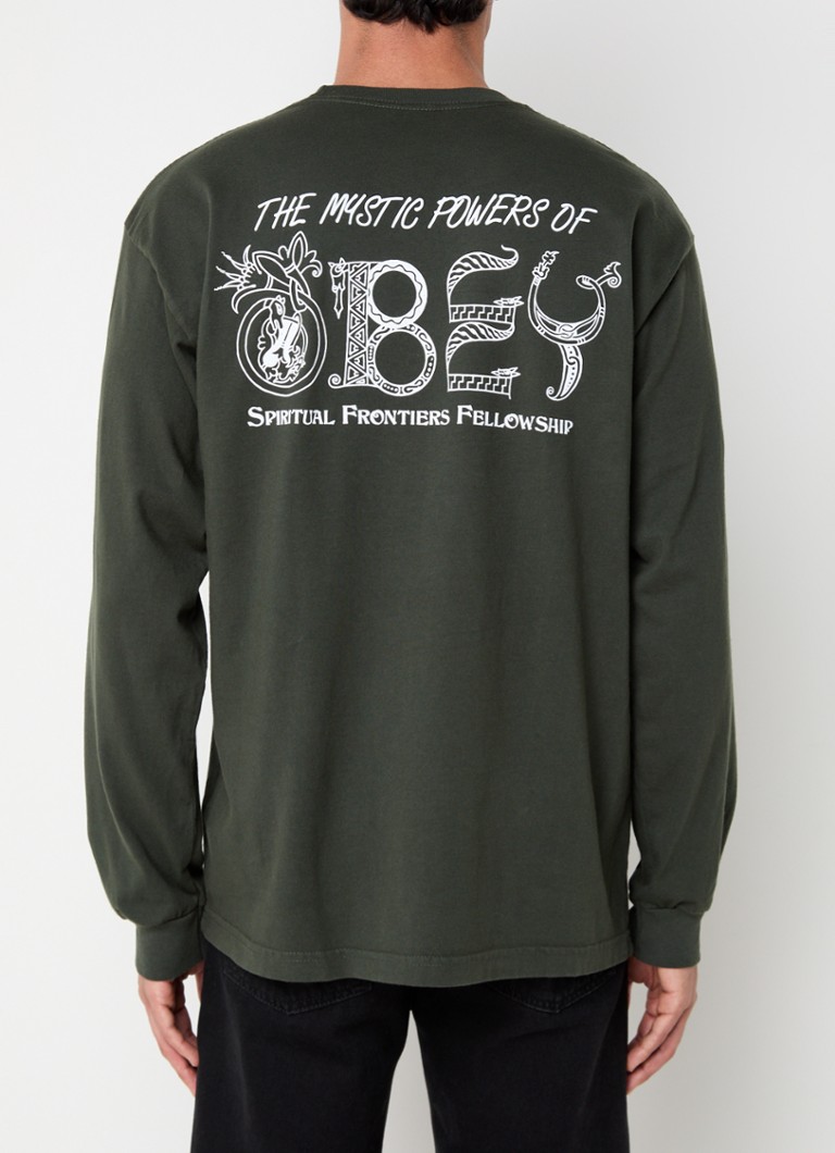 Obey - Mystic Powers longsleeve met front- en backprint - Bronsgroen