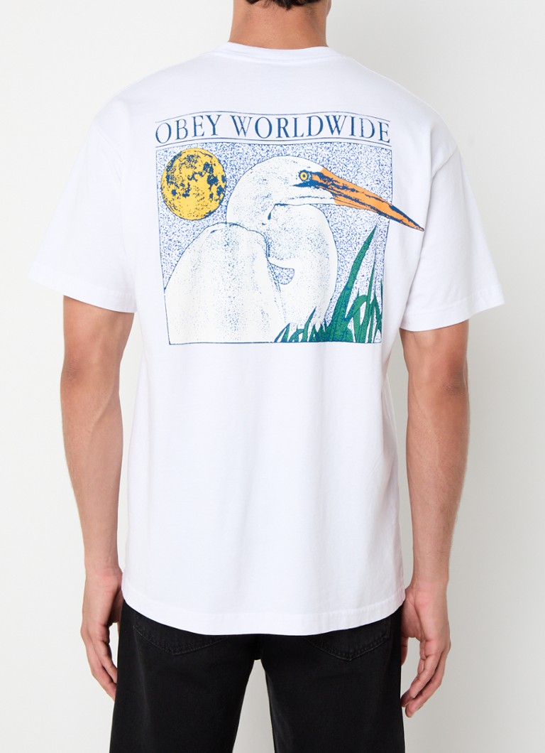 Obey - Wildlife T-shirt met front- en backprint - Wit