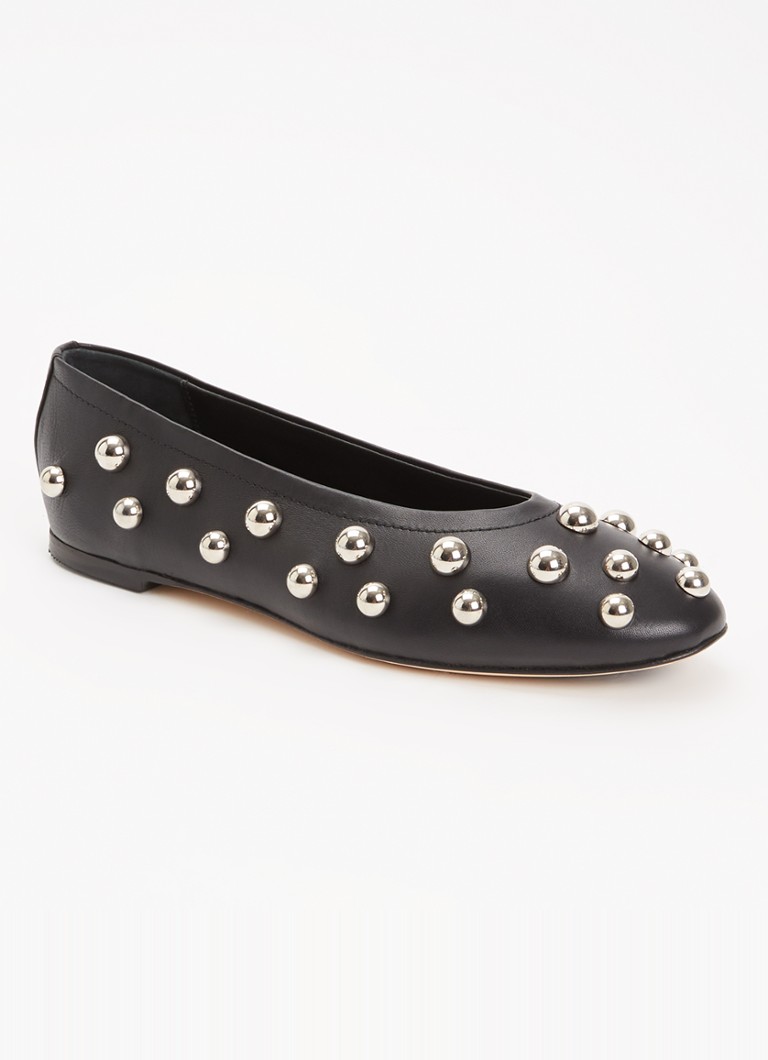 Odare Penna ballerina van leer met studs • Zwart • de Bijenkorf