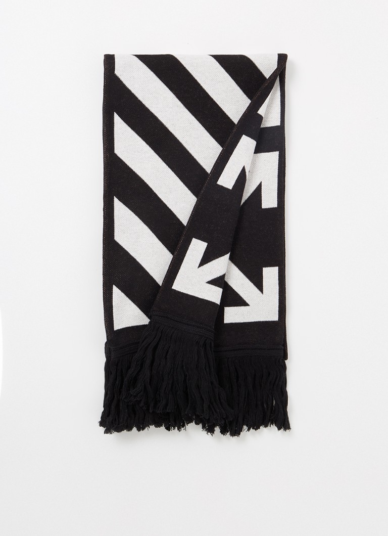 Off-White Arrow sjaal in wolblend met logoprint Zwart • de Bijenkorf