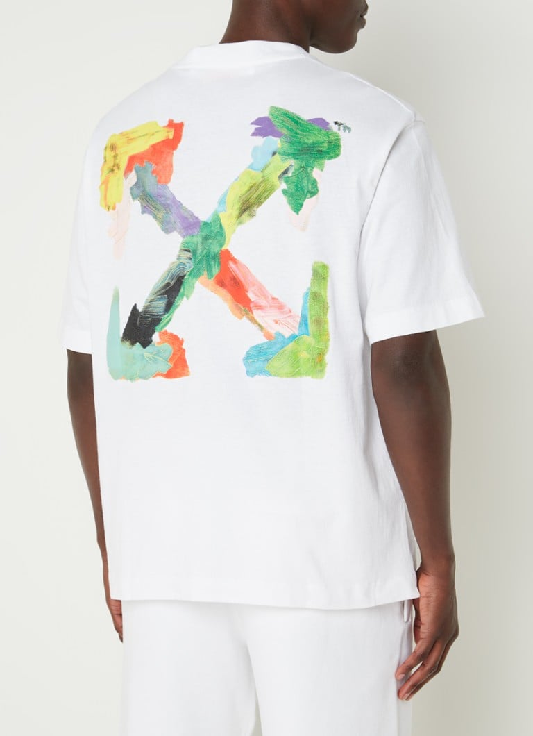 Off-White - Brush Arr Over Skate T-shirt met logo- en backprint - Wit