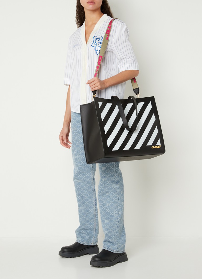 Off-White Diag 28 Hybrid Shopper/Tote Bag in White Black