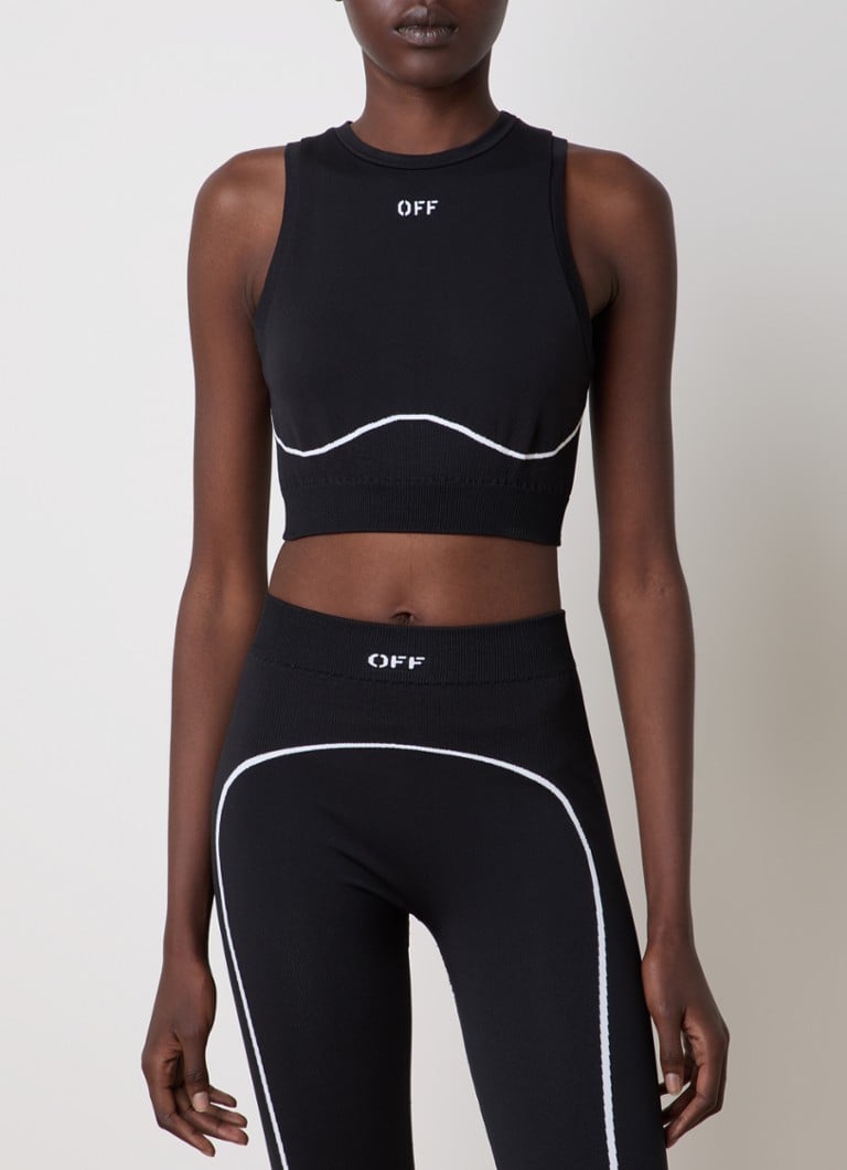 Off-White - Naadloze trainings top met logo - Zwart