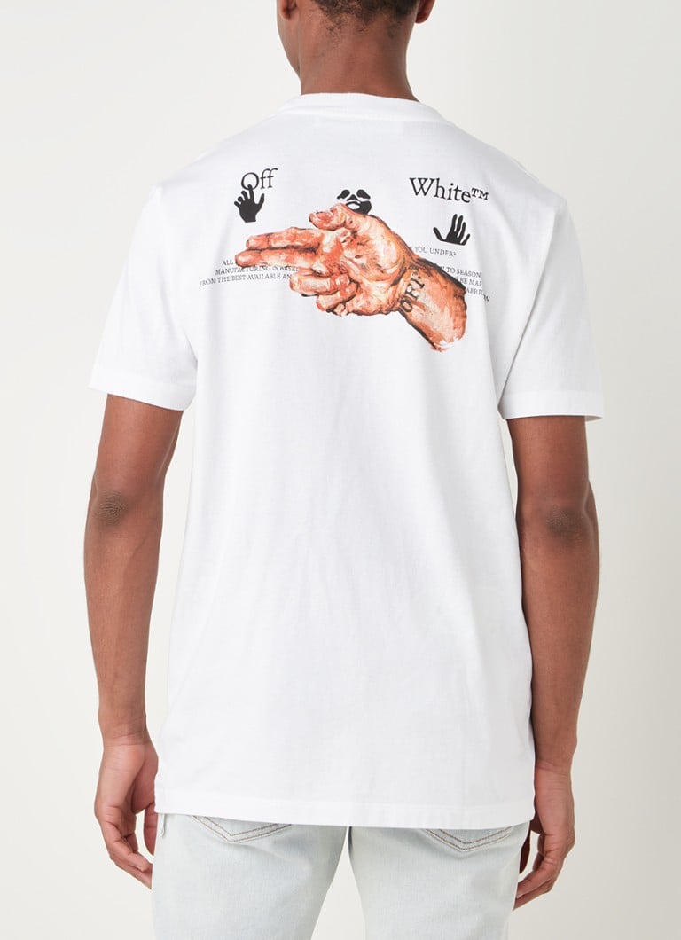 hoofdstuk Met andere bands bros Off-White Pascal T-shirt met logo- en backprint • Wit • de Bijenkorf