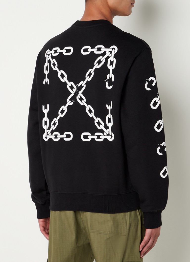 breedtegraad Waakzaam jeugd Off-White Sweater met logo- en backprint • Zwart • de Bijenkorf