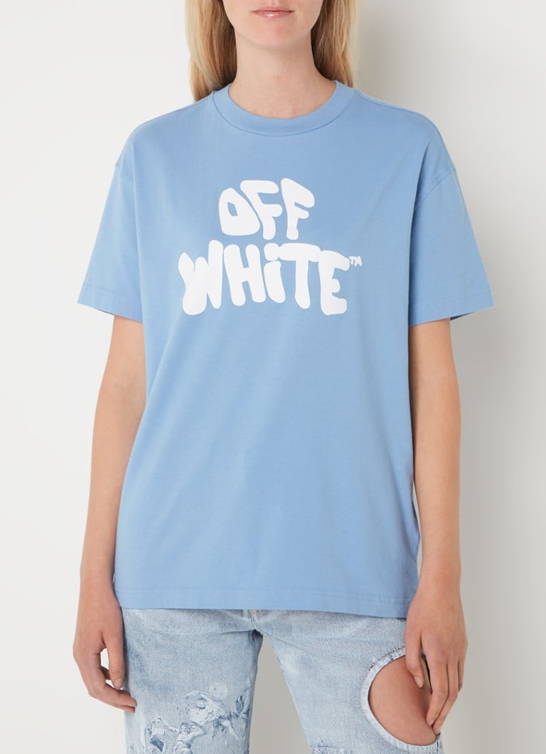 Ontcijferen visueel vers Off-White T-shirt met logoprint • Lichtblauw • de Bijenkorf