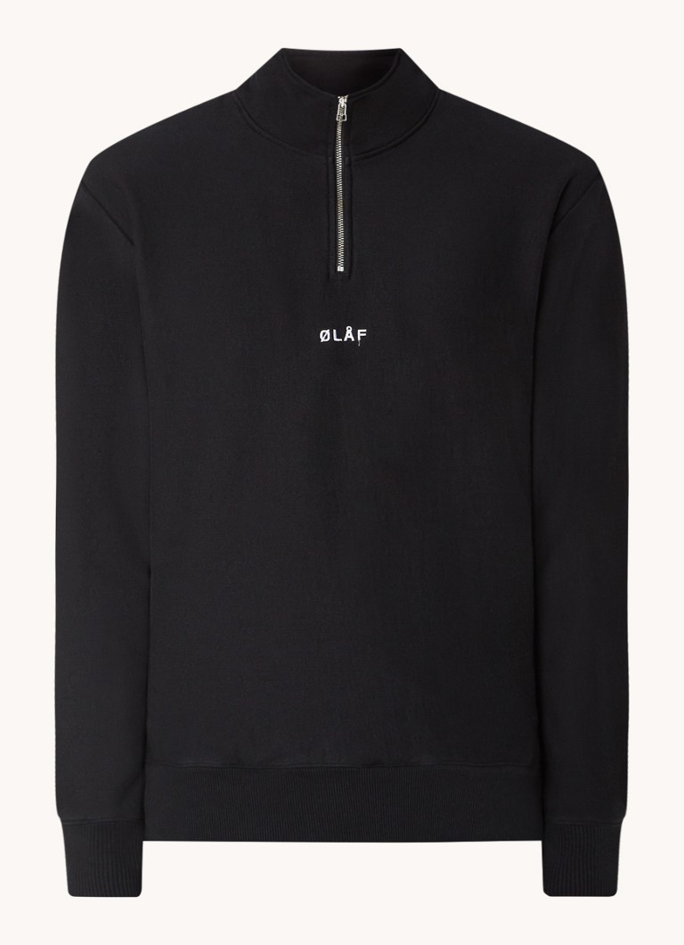 OLAF Block sweater met halve rits • Zwart • de Bijenkorf