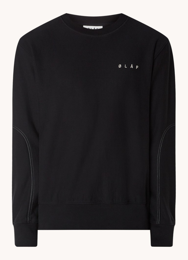OLAF Face sweater met logo- en backprint • Zwart • de Bijenkorf