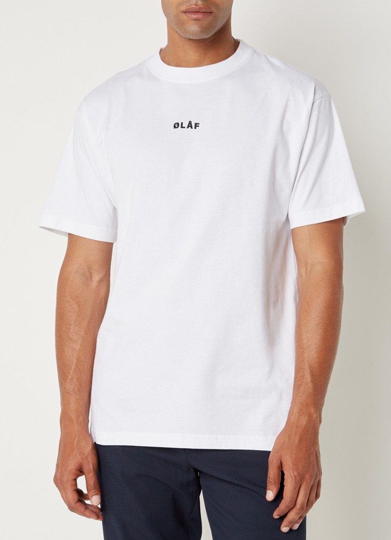 Olaf Hussein - Block T-shirt met logoborduring - Wit