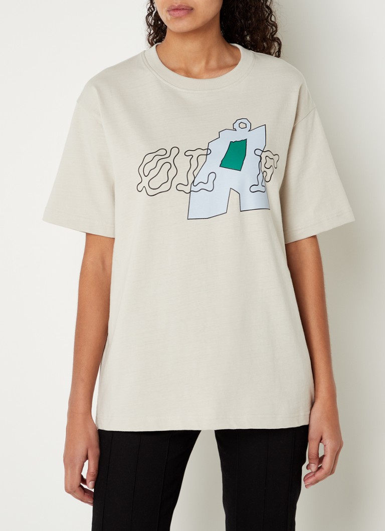 Olaf Hussein - T-shirt met logoprint - Beige