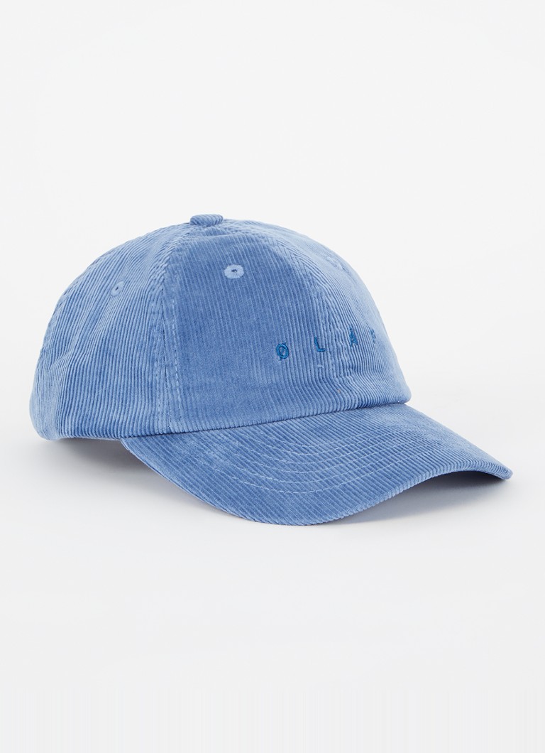 OLAF - Pet van corduroy met logo - Staalblauw