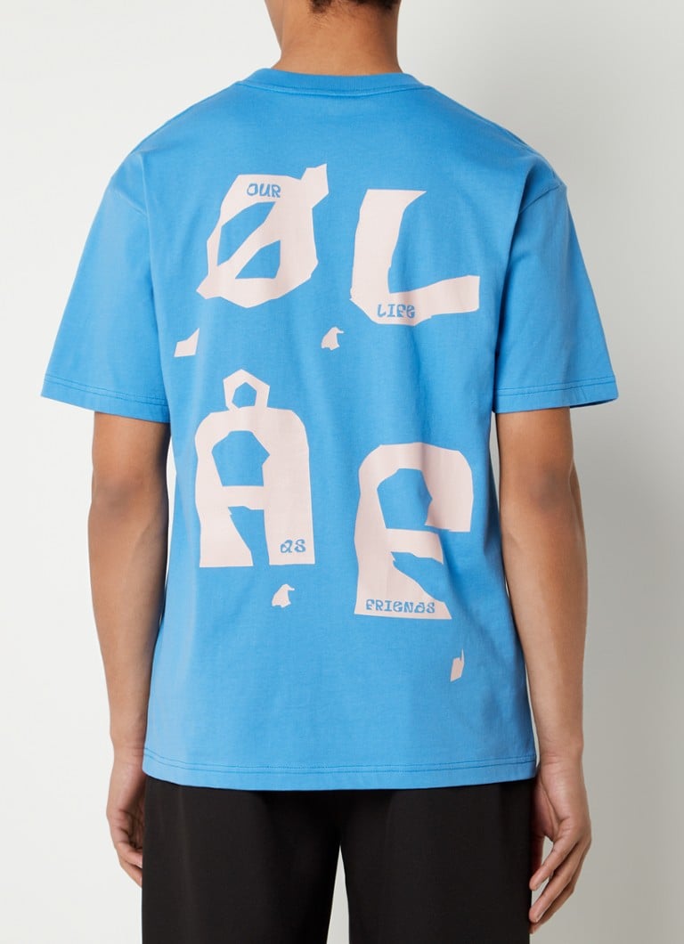 OLAF - T-shirt met logo- en backprint - Blauw