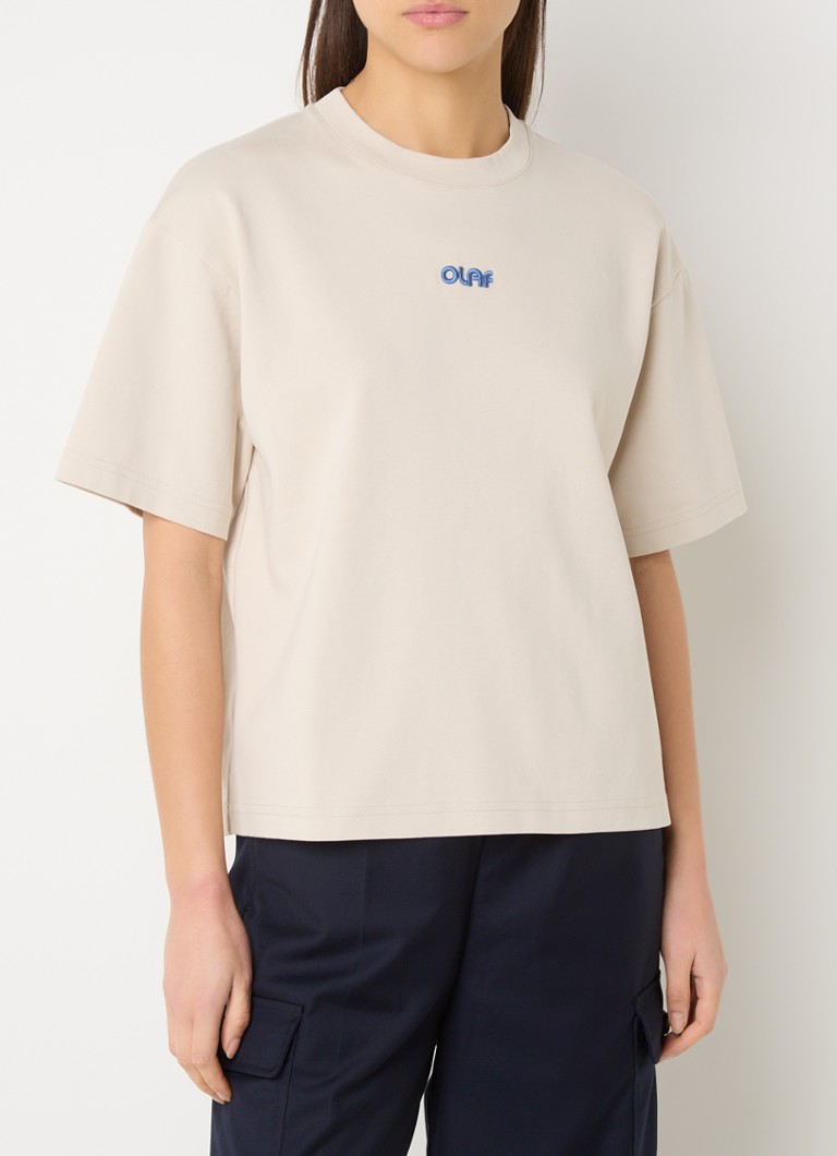 OLAF - T-shirt met logoborduring  - Beige