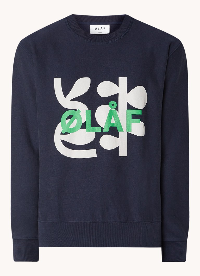 OLAF Vine sweater met logo- en frontprint • Donkerblauw • de Bijenkorf