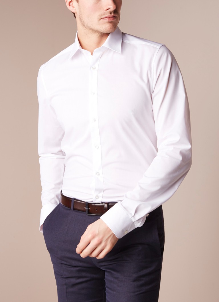 Olymp - Body fit strijkvrij overhemd met extra lange mouwen - Wit