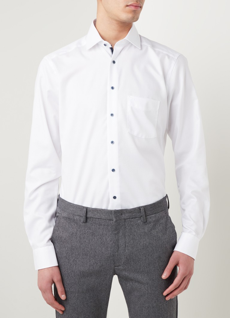 Olymp - Modern fit strijkvrij overhemd - Wit
