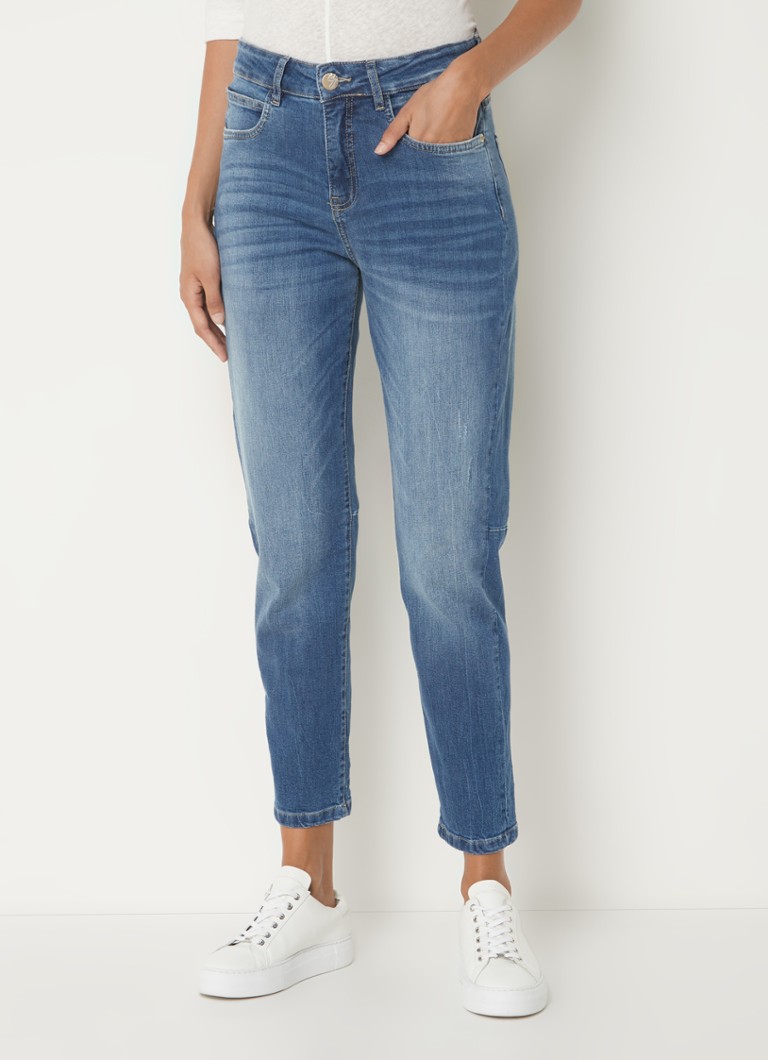 OPUS - Liandra horizon high waist skinny cropped jeans met medium wassing - Indigo