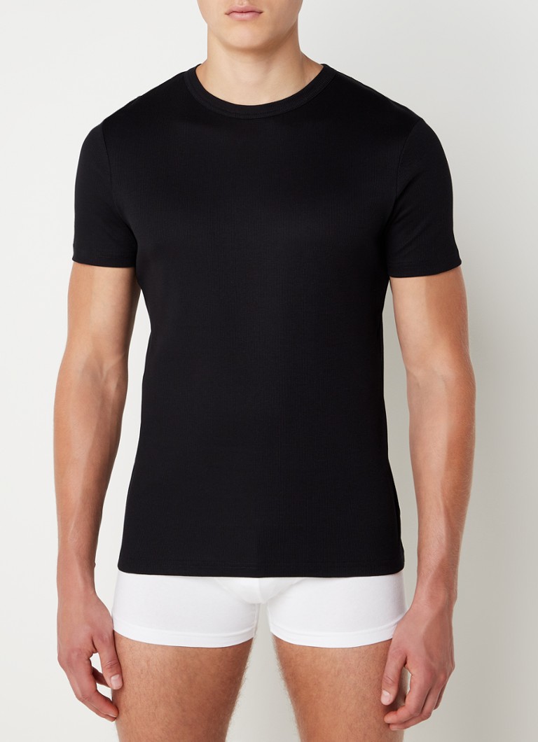 Organic Basics Tshirt van biologisch katoen met ribstructuur • Zwart