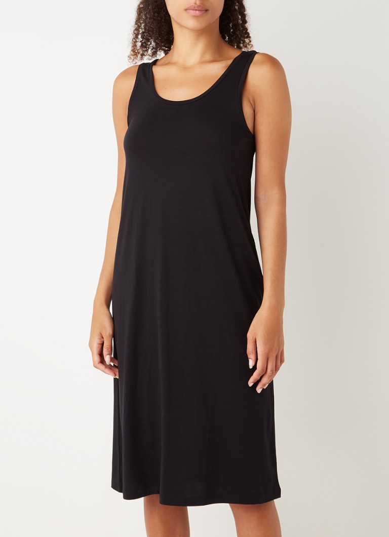 Organic Basics - Tencel Lite midi jurk in lyocellblend - Zwart