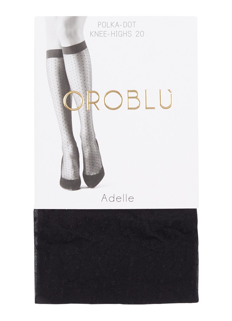 Oroblu - Adelle kniekousen met polkadots in 20 denier - Zwart