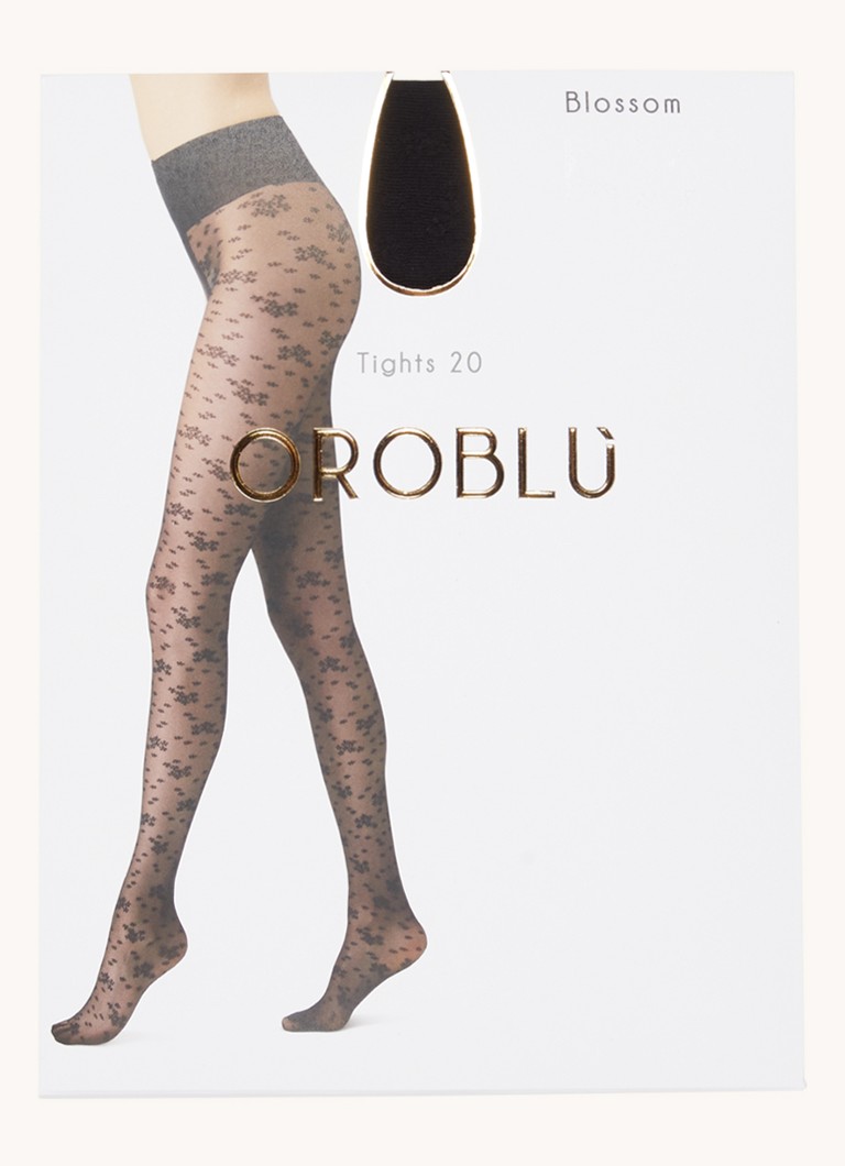 Oroblu - Blossom panty in 20 denier met bloemenprint - Zwart
