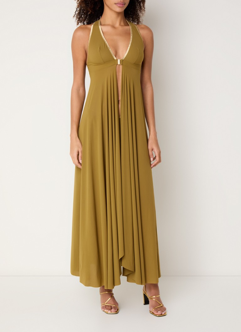 Pain de Sucre - Rosane maxi strandjurk met lurex - Mosgroen