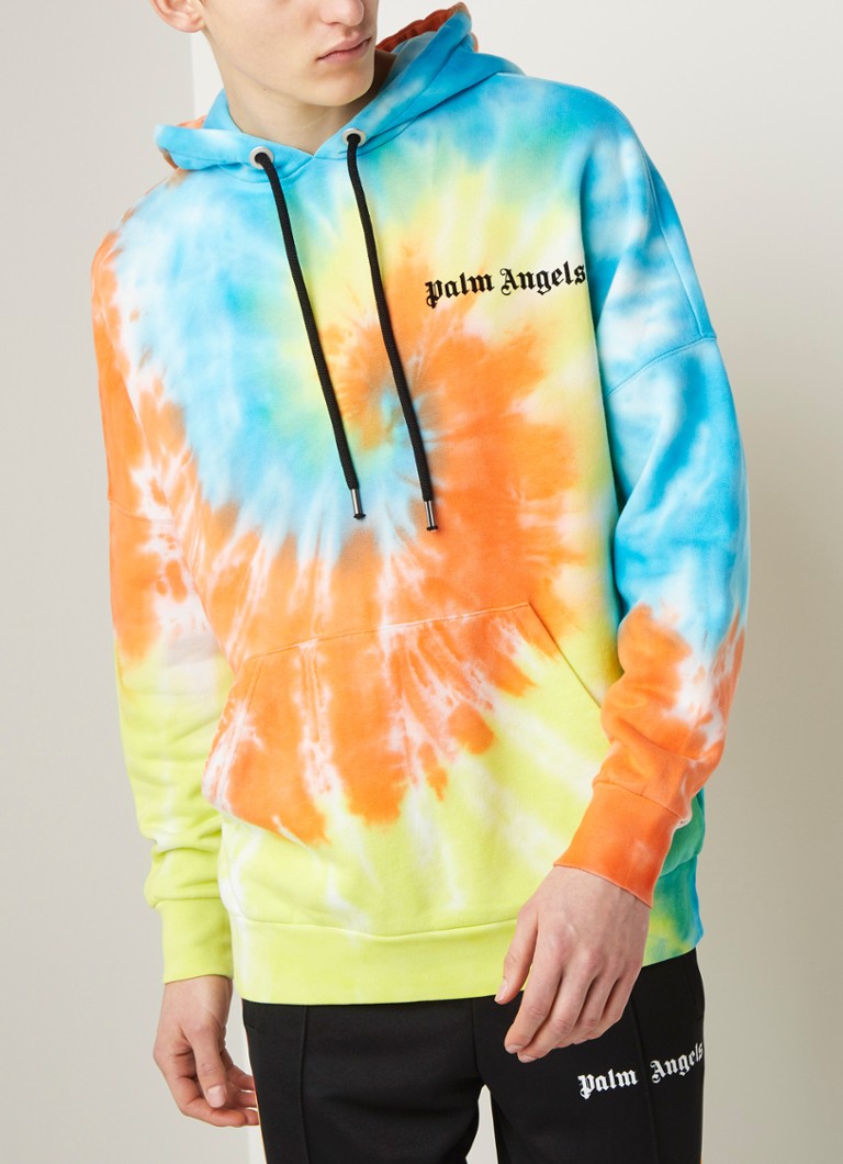 Palm Angels Basic hoodie  met tie dye dessin  en flock 