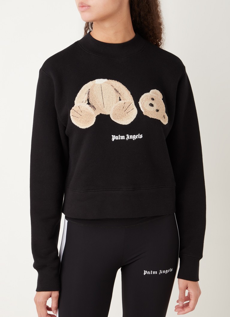 Palm Angels Bear cropped sweater met en print • Zwart • de Bijenkorf