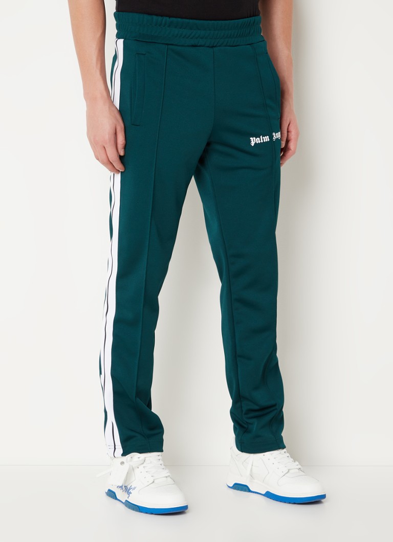 Palm Angels - Classic tapered fit trackpants met logoprint - Donkergroen