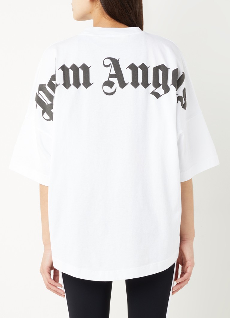 onderwerp Twee graden Kanon Palm Angels Oversized T-shirt met logo- en backprint • Wit • de Bijenkorf