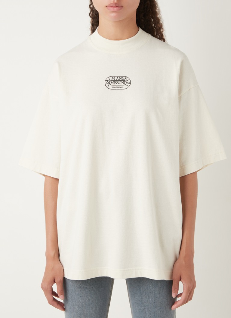 Palm Angels - Oversized T-shirt met logo- en backprint - Gebroken wit